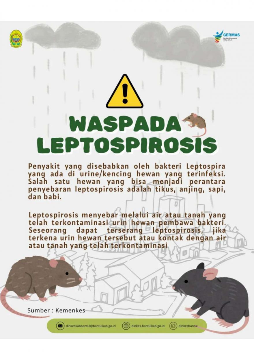 SE SEKDA Pemerintah Kab Bantul Nomor B/400.7.1/00048/DINKES tentang Kesiapsiagaan Leptospirosis